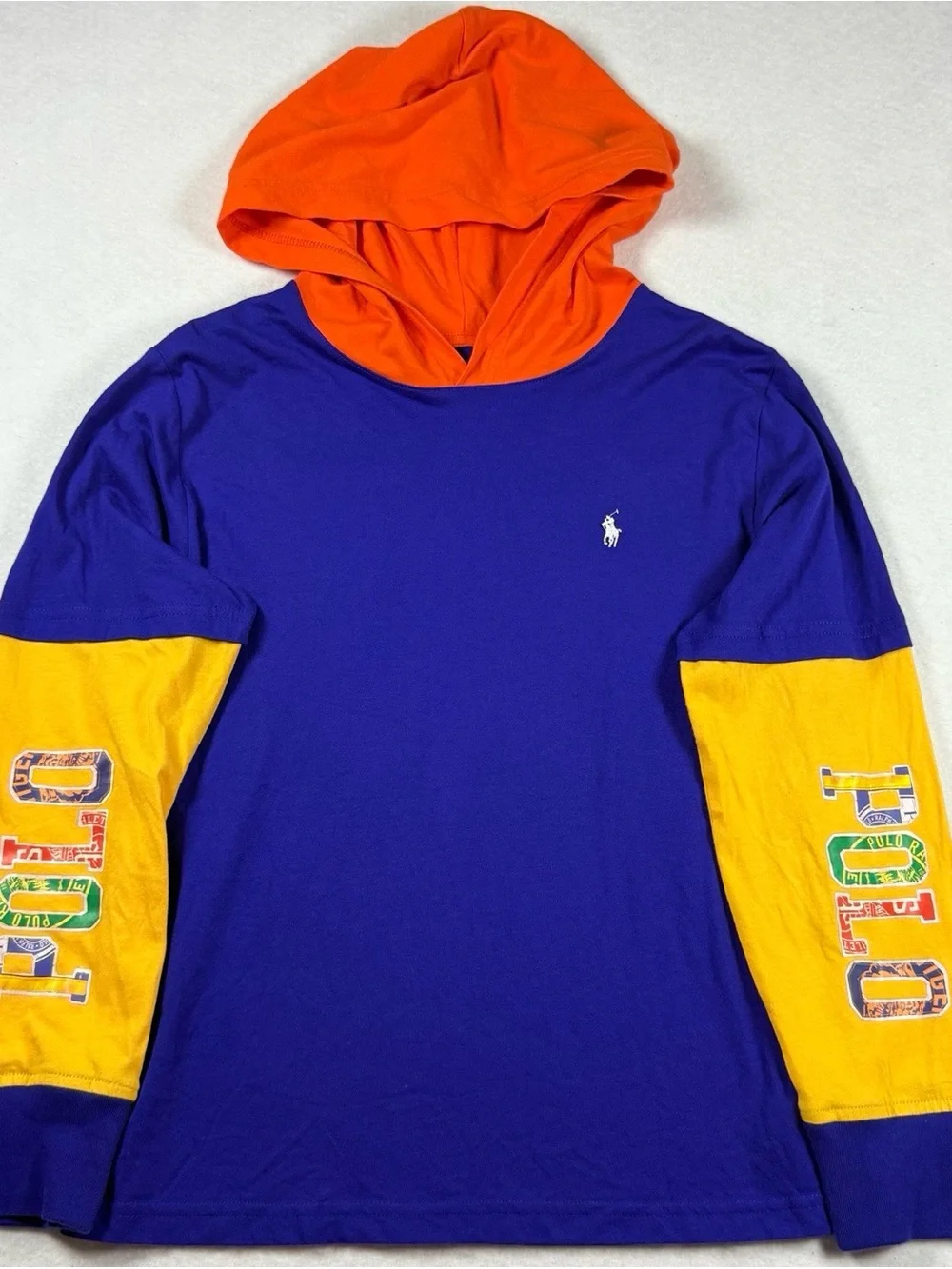 Polo Ralph Lauren Hooded Long Sleeve Colorblock Tee Youth M
